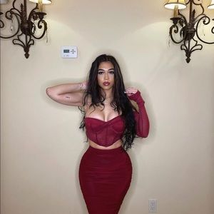 OH POLLY | Burgundy Corset Top